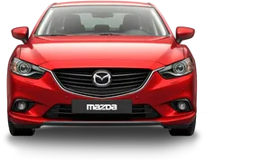 Red Mazda Sedan Front View PNG Image