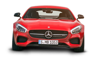Red Mercedes Benz Front View PNG image with transparent background