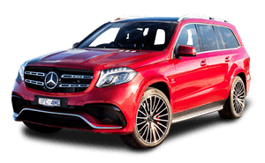 Red Mercedes Benz S U V PNG image with transparent background