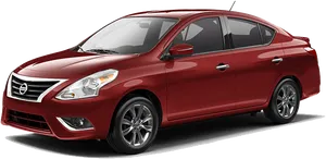 Red Nissan Sedan Profile View PNG Image