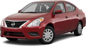 Red Nissan Sedan Profile View PNG Image