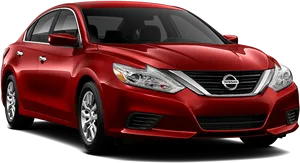 Red Nissan Sedan Profile View PNG Image