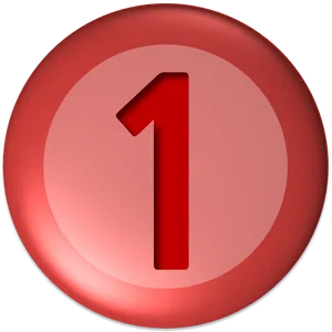 Red Number One Button PNG Image