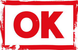 Red O K Speech Bubble Grunge Background PNG Image