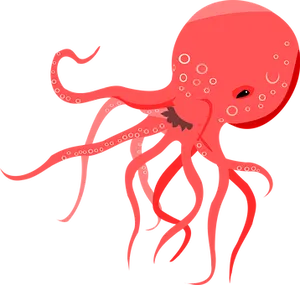 Red Octopus Illustration PNG Image