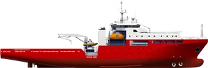 Red Offshore Support Vessel PNG Image