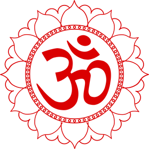 Red Om Symbolon Black Background PNG Image