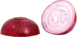 Red Onion Halfand Cross Section PNG Image