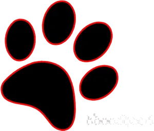 Red Outlined Black Paw Print PNG Image