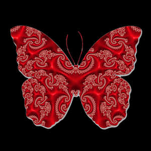 Red Paisley Butterfly Art PNG image with transparent background
