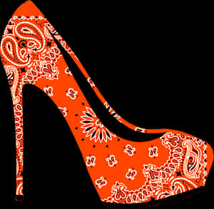 Red Paisley Stiletto High Heel PNG