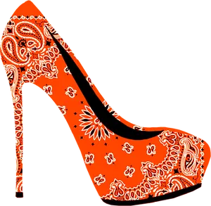 Red Paisley Stiletto High Heel PNG Image