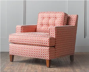 Red Patterned Club Chair PNG Image