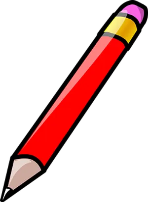 Red Pencil Cartoon Illustration PNG Image