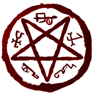 Red Pentagramwith Symbols PNG Image