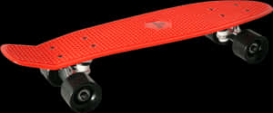 Red Plastic Skateboard Black Wheels PNG image with transparent background