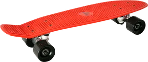 Red Plastic Skateboard Black Wheels PNG Image