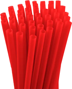 Red Plastic Straws Bundle PNG Image