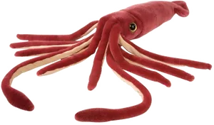 Red Plush Squid Toy PNG Image