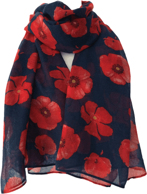 Red Poppy Floral Scarf PNG