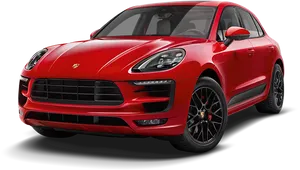 Red Porsche Macan Turbo Side View PNG Image