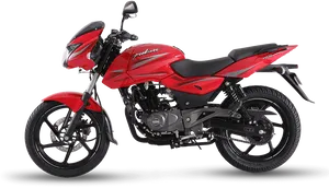 Red Pulsar Motorcycle Profile View PNG Image