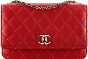 Red Quilted Designer Chain Purse PNG Image