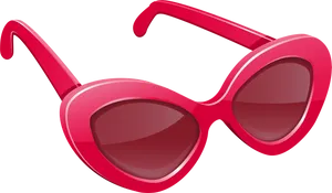 Red Retro Sunglasses Vector PNG Image