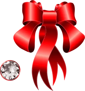 Red Ribbon Diamond Graphic PNG Image