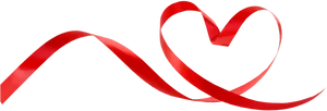 Red Ribbon Heart Shape PNG Image