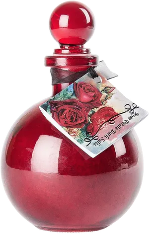 Red Rose Petal Perfume Bottle PNG Image