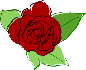 Red Rose Sketch Artwork PNG Image