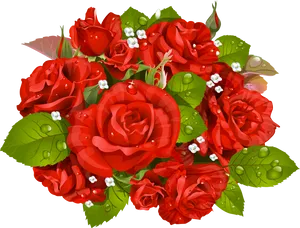 Red Rose Vector Bouquet PNG Image