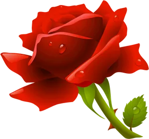 Red Rose With Dew Drops.png PNG Image