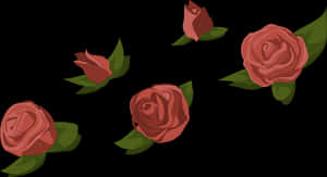 Red Roses Black Background Illustration PNG image with transparent background