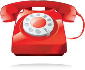 Red Rotary Phone Icon PNG Image