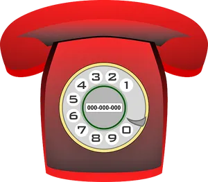 Red Rotary Phone Illustration PNG Image