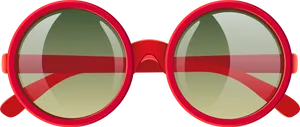 Red Round Sunglasses Vector PNG Image