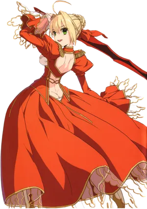 Red Saber Anime Artwork PNG Image