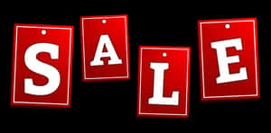 Red Sale Tags Black Background PNG image with transparent background