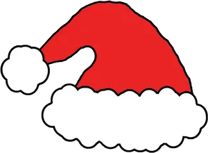 Red Santa Hat Cartoon Style PNG Image