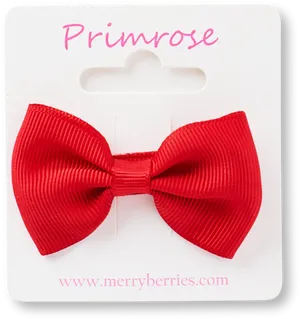 Red Satin Hair Bow Primrose Packaging PNG Image