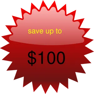 Red Save Up To100 Dollars Starburst PNG Image