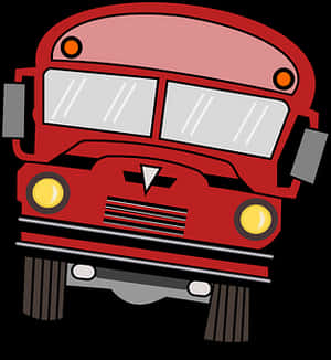 Red School Bus Cartoon PNG with transparent background