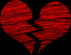 Red Scribbled Broken Heart PNG image with transparent background