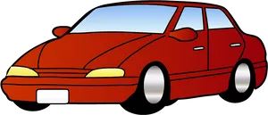 Red Sedan Cartoon Illustration PNG Image