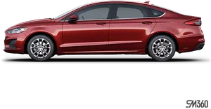 Red Sedan Side View PNG Image