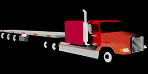 Red Semi Truck Flatbed Trailer PNG image with transparent background