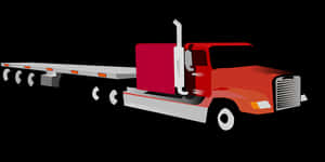 Red Semi Truck Flatbed Trailer Graphic PNG image with transparent background