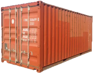 Red Shipping Container Side View PNG Image